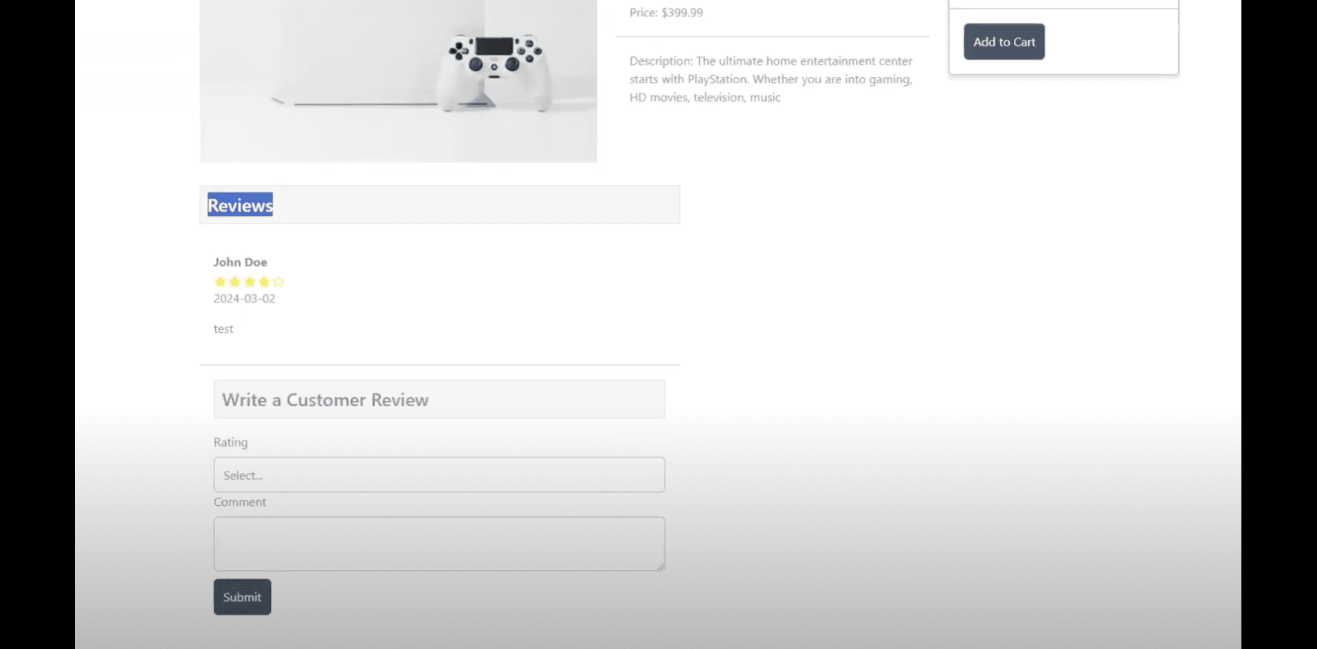 Reviews Page